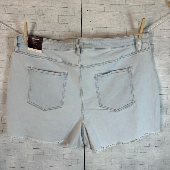 Ava & Viv Womens Shorts Cutoff high rise Midi Light Wash Pockets Western Plus Sz - Picture 2 of 13
